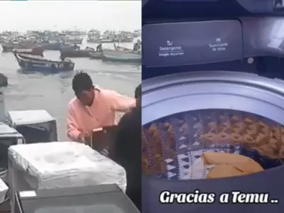 Mujer compra lavadora de contenedor naufrago por 50 soles