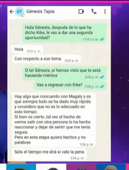 Gnesis Tapia esperanzada con Kike Mrquez. (Magaly TV La Firme)