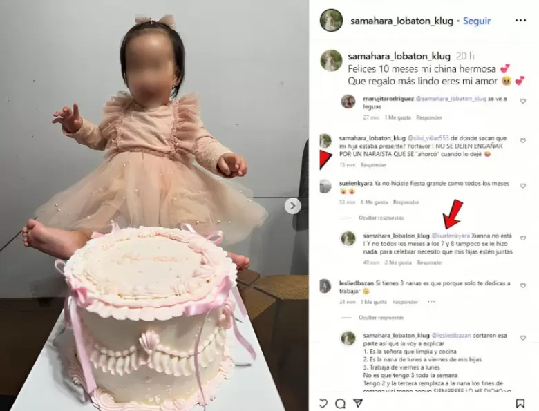 Samahara responde a usuarios y revela que su hija sigue fuera del Per.