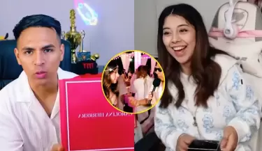 Alcalde de Ate regala costoso perfume de Carolina Herrera a Zully por su cumpleaos.