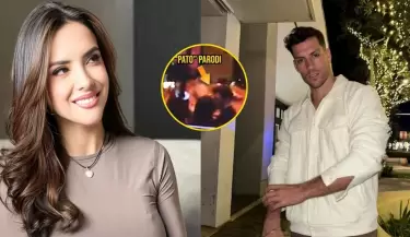 Patricio Parodi fue captado besndose con Rosngela Espinoza.