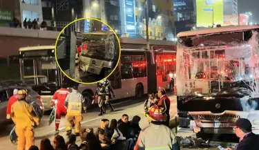 Triple choque del Metropolitano en la estacin Angamos deja al ms de 30 heridos.