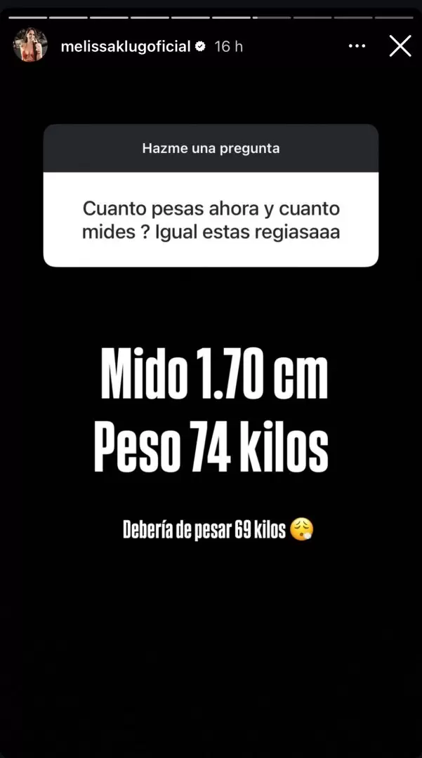Melissa Klug habla sobre su aumento de peso