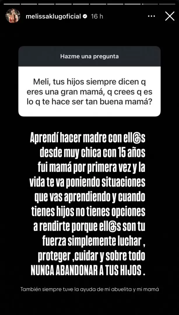 Melissa Klug orgullosa de ser madre