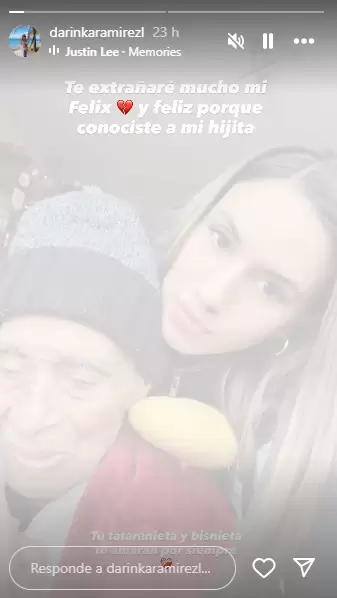 Darinka Ramrez lamenta la muerte de su bisabuelo
