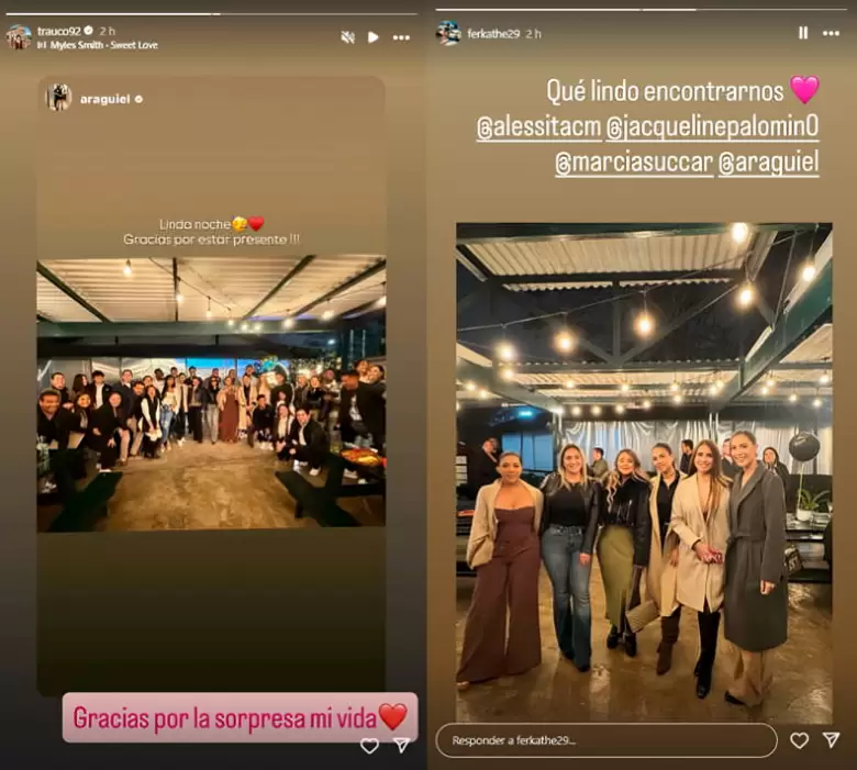 Miguel Trauco celebra su cumpleaos con jugadores de la seleccin y sus parejas.