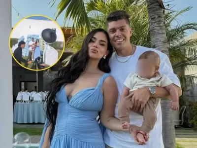 Ignacio Baladn y 'La Segura' realizaron lujosa fiesta para presentar a su beb en Lima.