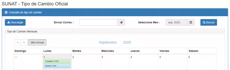 Precio del dlar del 1 de setiembre. (SUNAT)