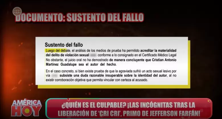 Sustento del fallo judicial que liber a 'Cri Cri'