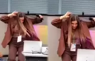 Tremendo susto! Alejandra Baigorria sufre incidente en conferencia cuando una pizarra cay sobre ella