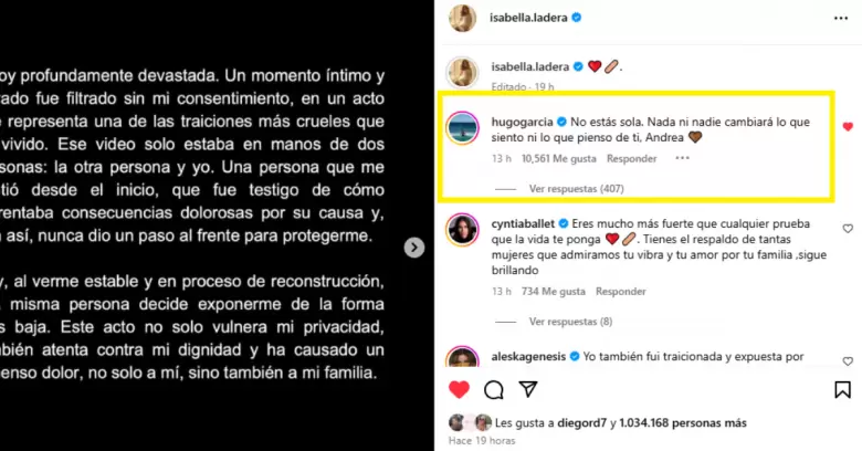 Hugo Garca apoya a Isabella Ladera