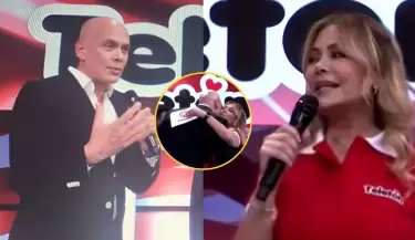 Gisela Valcrcel y el CEO de Amrica Televisin, Fernando Muiz, se encontraron en la Teletn 2025.