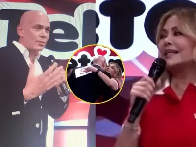 Gisela Valcrcel y el CEO de Amrica Televisin, Fernando Muiz, se encontraron en la Teletn 2025.