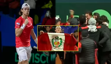 Ignacio Buse vence a Nuno Borges y celebra con equipo triunfo ante Portugal en Copa Davis.