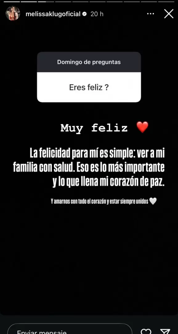 Melissa est feliz por la unin familiar