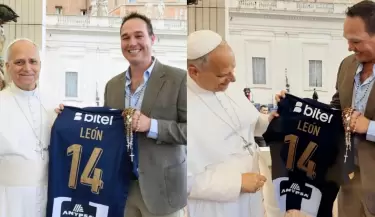 George Forsyth sorprende al Papa Len XIV con camiseta blanquiazul por su cumpleaos.