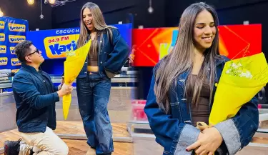 Anthony Rivera 'Corazoncito' de Papilln le regal flores amarillas a Vali Valilon