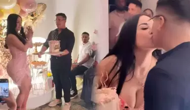 Chechito celebr el cumpleaos de la bailarina Angye Zapata