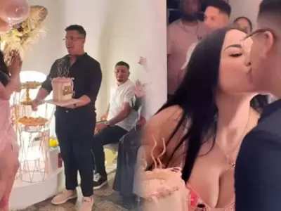 Chechito celebr el cumpleaos de la bailarina Angye Zapata
