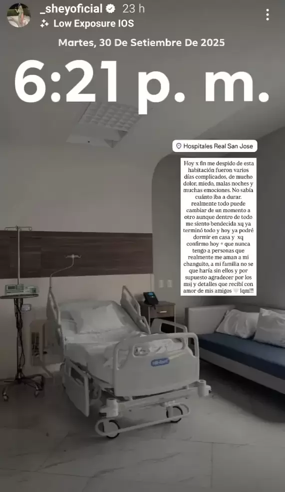 Historia compartida por Sheyla Rojas en sus redes sociales.