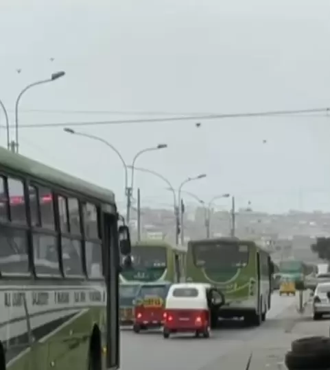 Buses de la lnea 73 salen en caravana, sin recoger pasajeros. (Latina Noticias)