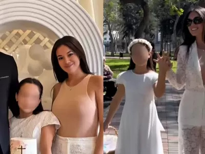 Jazmn Pinedo dedica mensaje tras primera comunin de su hija.