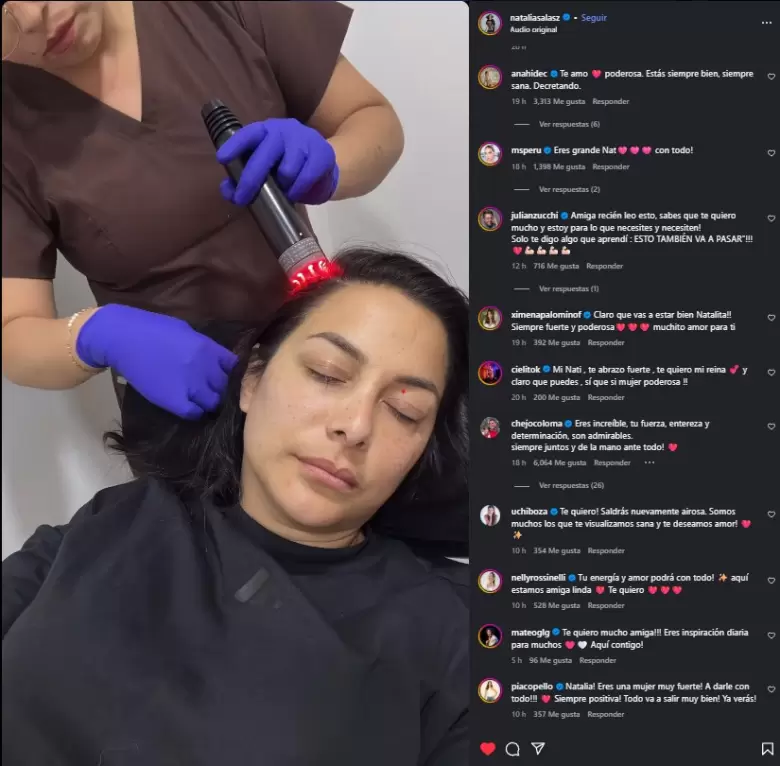 Novio de Natalia Salas y figuras del espectculo le mandan apoyo. (Instagram)