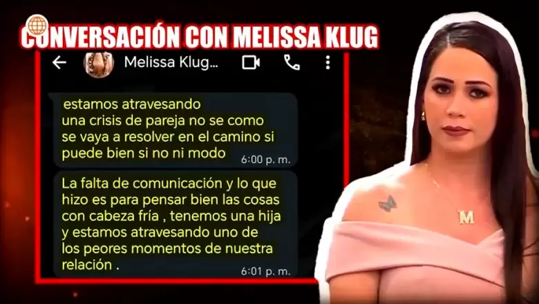 Melissa Klug cuenta que Jess Barco y ellaatraviesan una crisis de pareja que puede o no resolverse. (Amrica Hoy)