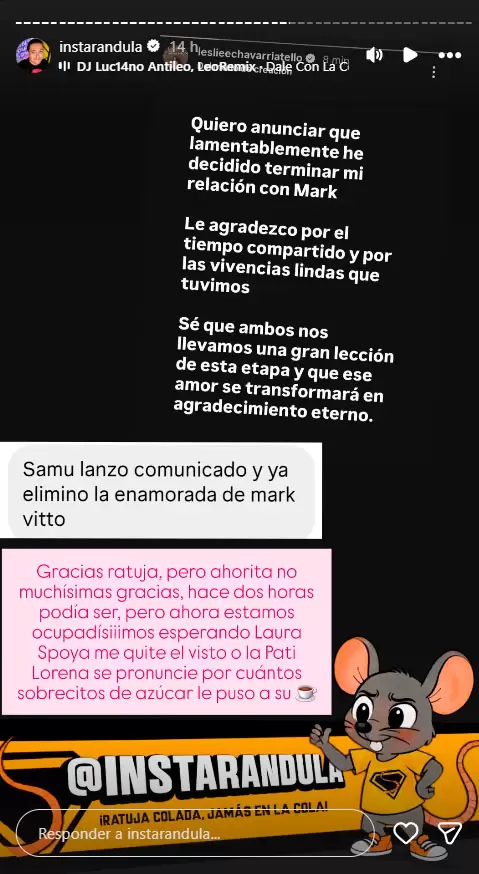 Leslie Echevarra en sus historias