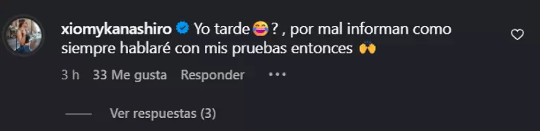 Xiomy se defiende en redes.