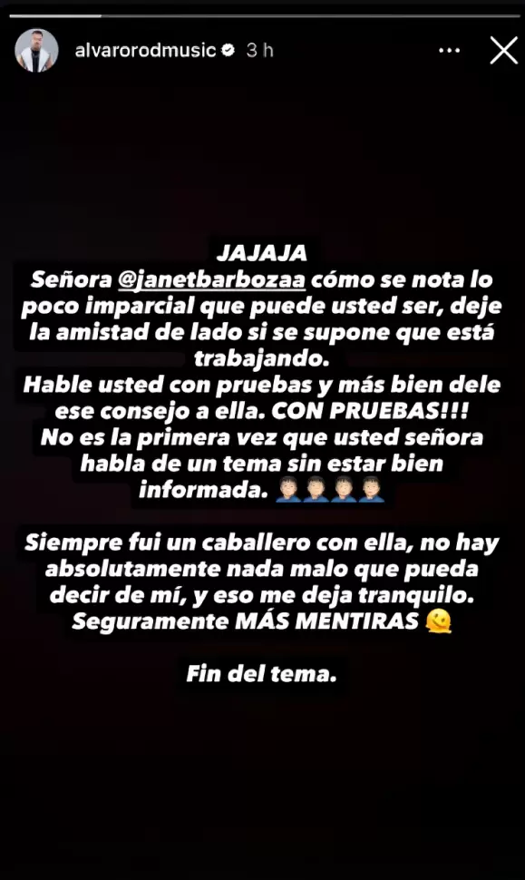 lvaro Rod arremete contra Janet Barboza.