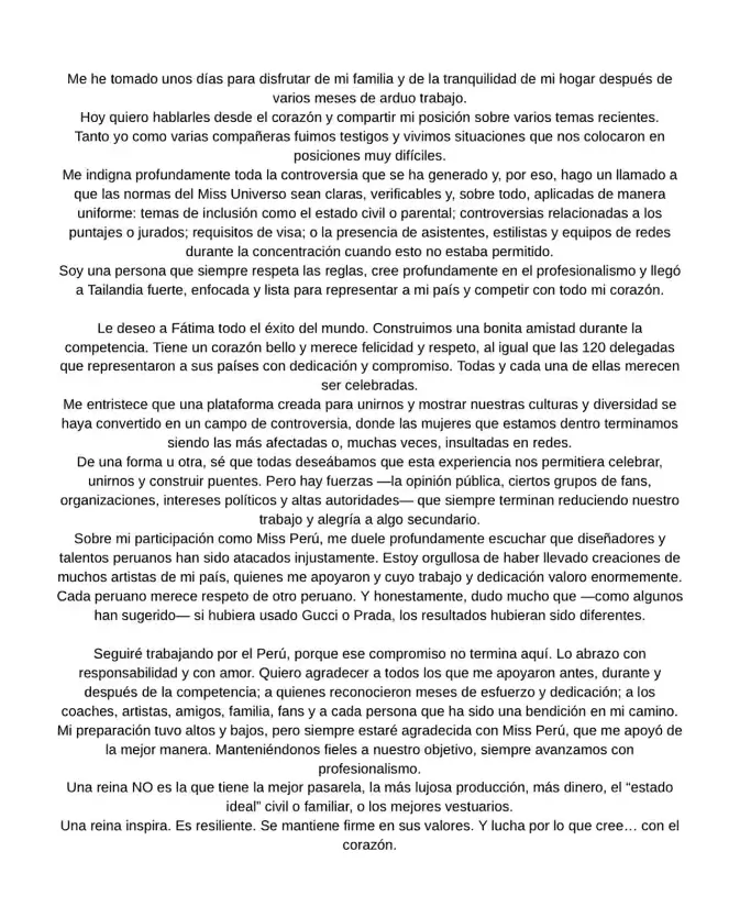 Comunicado de Karla Bacigalupo. (Foto: Instagram)