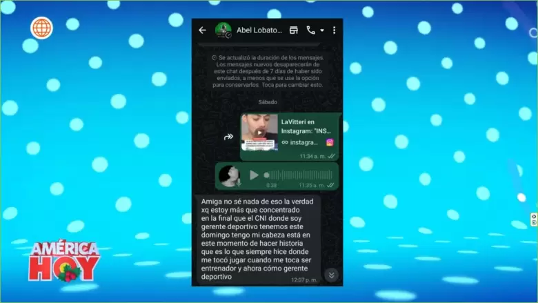 La fra respuesta de Abel Lobatn sobre declaraciones de Melissa Lobatn. (Amrica Hoy)