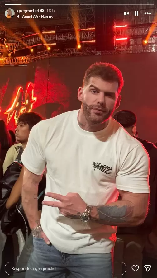 Greg Michel en concierto de Anuel AA. (Instagram)