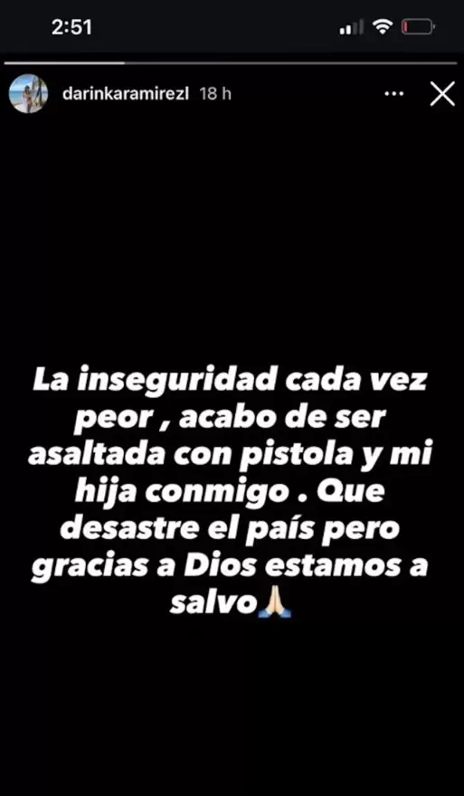 Darinka Ramrez revela que fue asaltada con su hija. (Instagram)