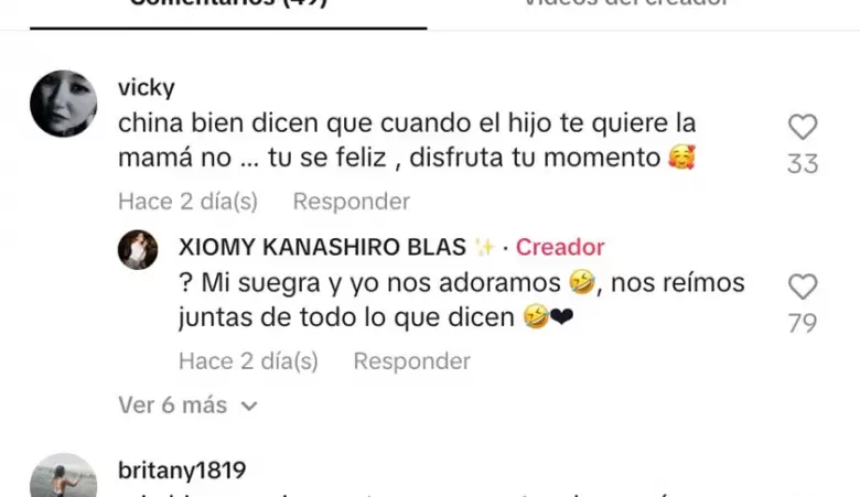 Xiomy Kanashiro contesta a usuaria sobre relación con doña Charo. (Captura de pantalla)