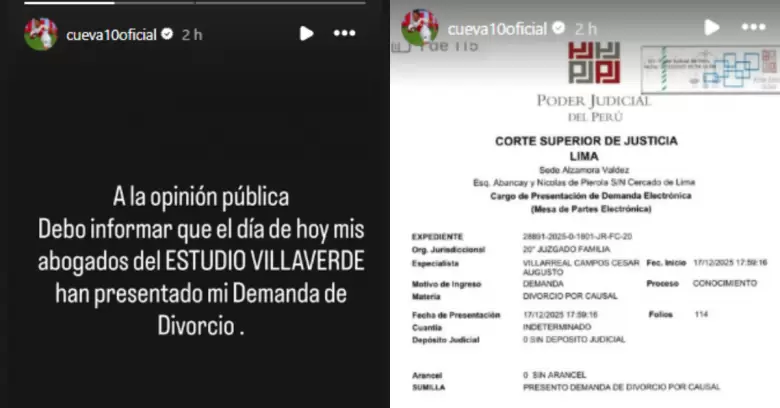 Christian Cueva mostró las pruebas del proceso de divorcio que inició