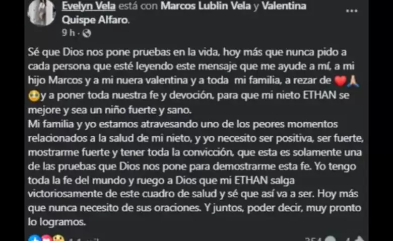 Evelyn Vela y el mensaje que comparti� en redes sociales