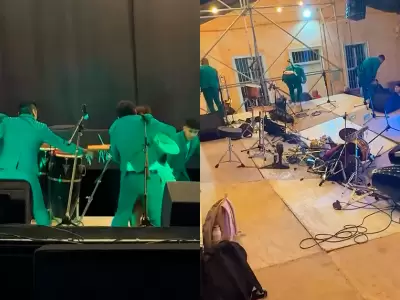 Escenario colapsa con integrantes de orquesta en pleno show.