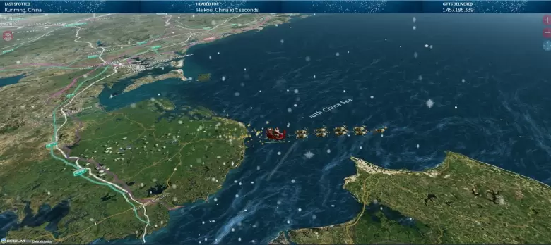 Pap� Noel por China. (NORAD)