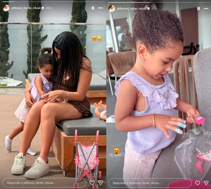 Jefferson Farf�n comparte historias donde aparece su hija con Darinka Ram�rez. (Instagram)