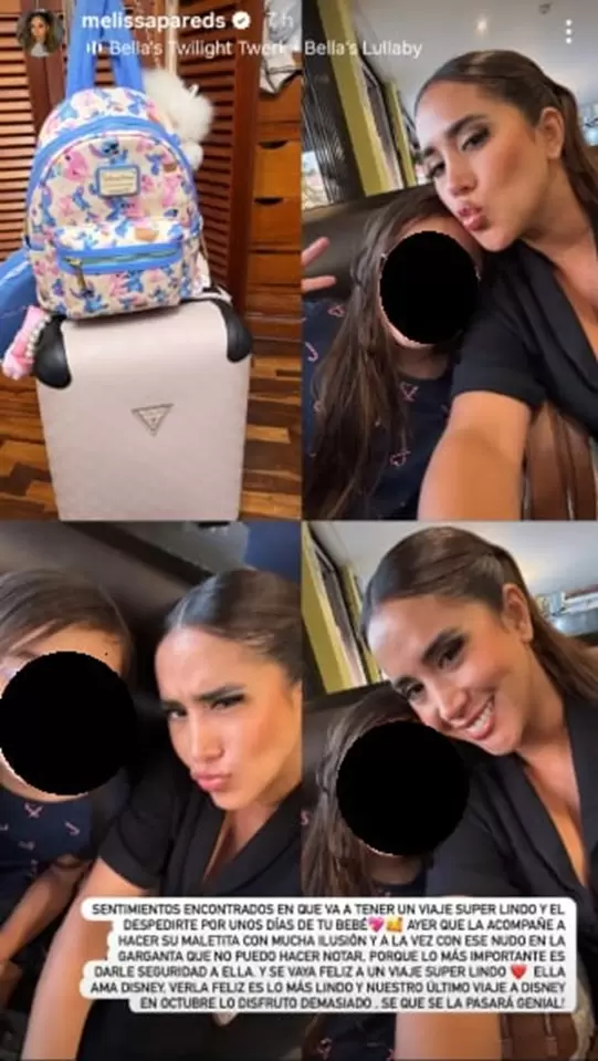 Melissa Paredes sensible por viaje de su hija con Ale Venturo. (Instagram)