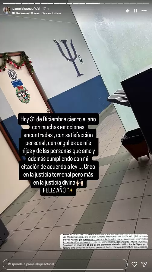 Pamela L�pez acude a citaci�n legal el 31 de diciembre. (Instagram)