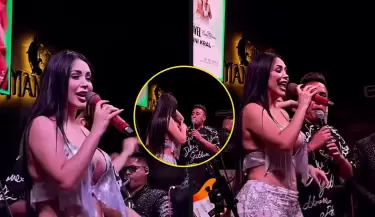 Pamela Franco y Christian Cueva cantaron 'El perro del hortelano"  durante concierto en Trujillo.