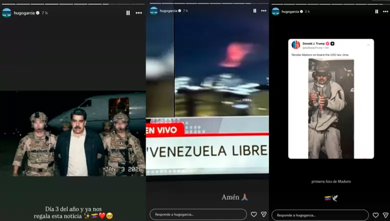 Hugo Garc�a reacciona a la captura de Nicol�s Maduro. (Instagram)