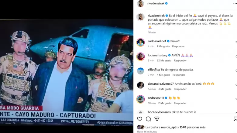 Post de Korina tras captura de Nicol�s Maduro.