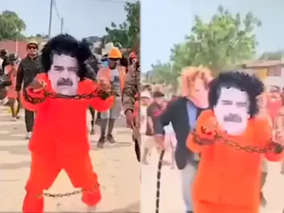 Recrean la captura de Nicol�s Maduro en danza t�pica de Piura.