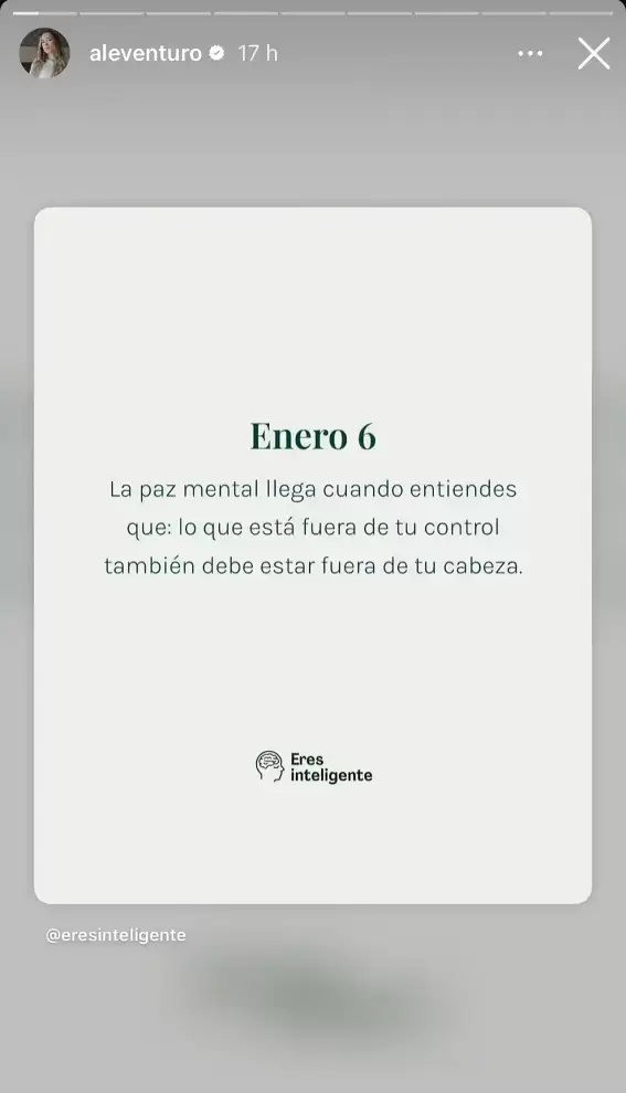 Ale Venturo comparte reflexi�n en sus redes sociales. Foto: Captura Instagram