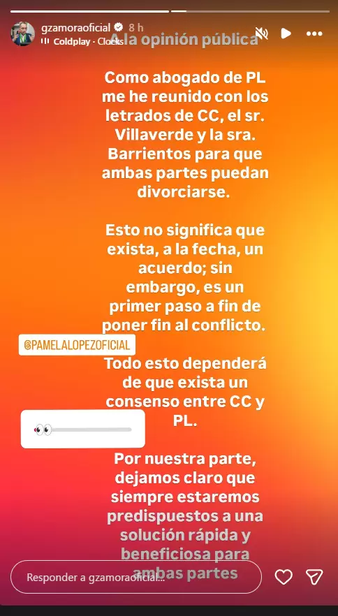 Mensaje del abogado de Pamela L�pez