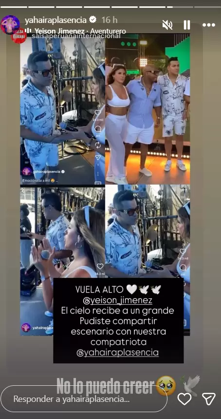 Yahaira Plasencia lamenta fallecimiento de Yeison Jímenez. (Foto: Instagram)